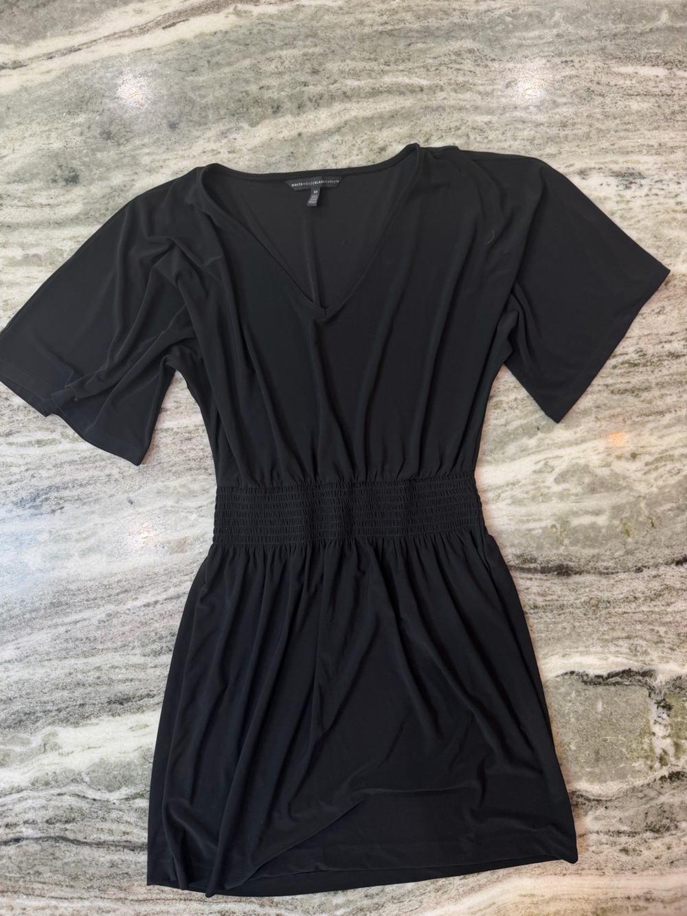 White House Black Market Black Short Sleeve V-Neck Mini Dress